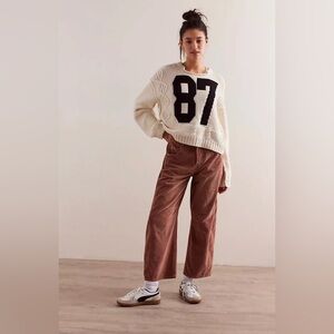 Free People Good Luck Cord Pants Chocolate Deep Mahogany Sz XS NEW Barrel Leg